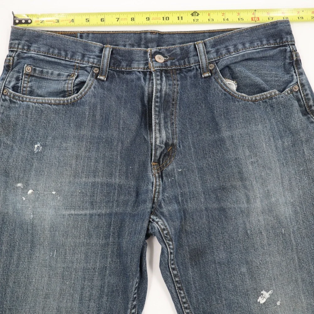 Levis 559 Relaxed Straight Jeans Mens 36x34 Blue Distressed‎ Paint Splatter